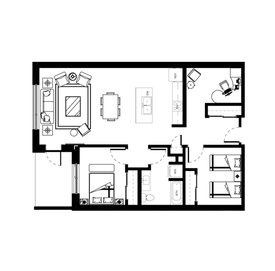 2 BEDROOM + OFFICE A 