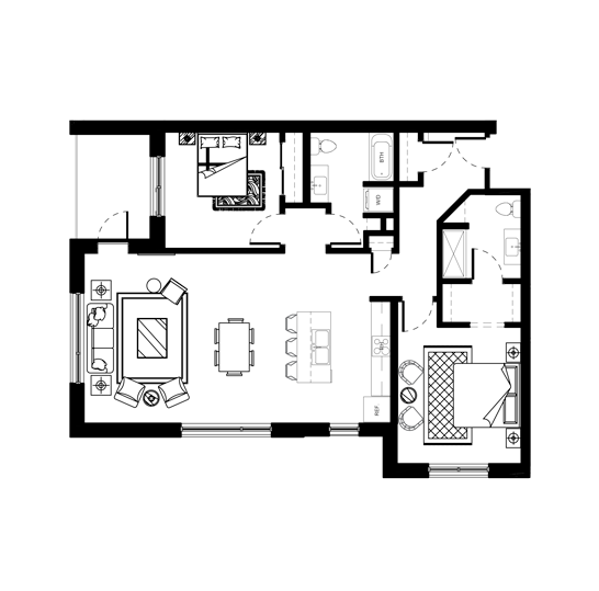 2 BEDROOM + 2 BATH B