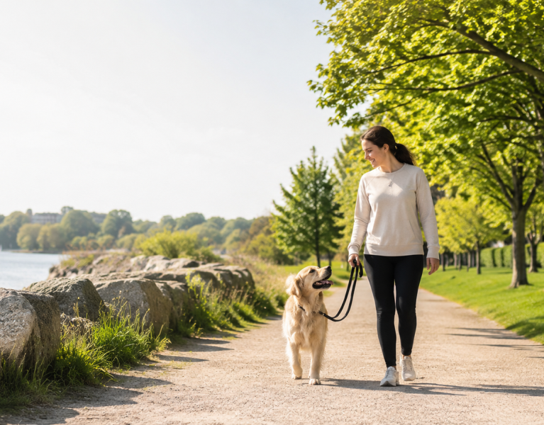 A park stroll with a dog