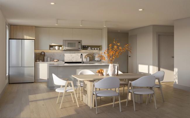 Allan Shaw Luxury Apartments Kitchen & Living Area